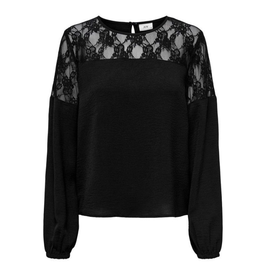 Overdele Deluxe Clothing | Jdylion L/S Lace Top Wvn Black