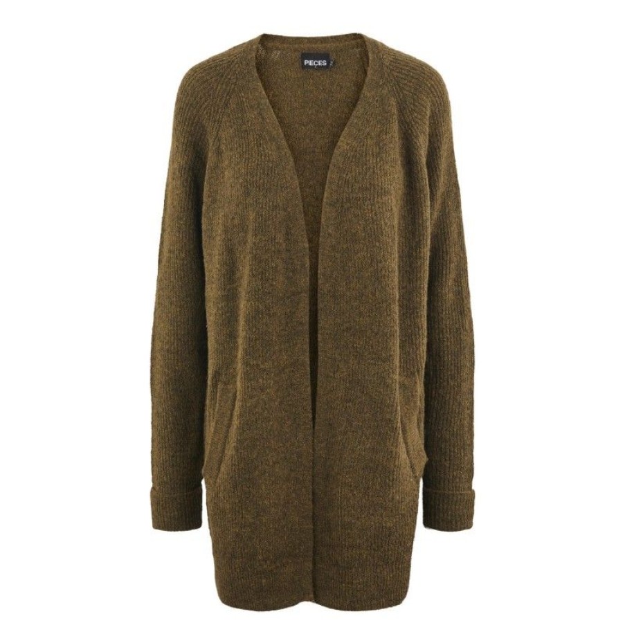 Overdele Pieces | Pcellen Ls Long Knit Cardigan Noos Bc Dark Olive