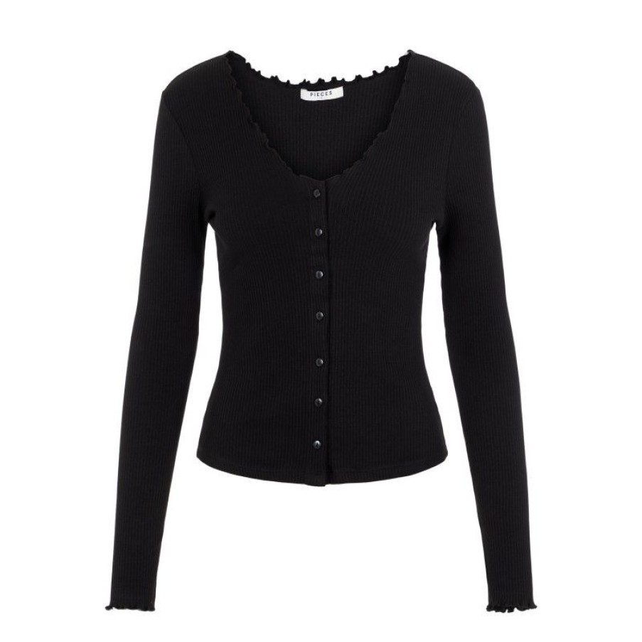 Overdele Pieces | Pcnukisa Ls Cardigan Noos Bc Black