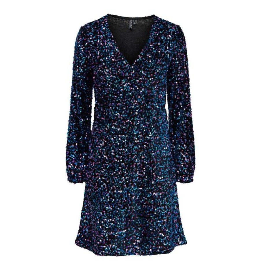 Kjoler & Nederdele Pieces | Pckam Ls Wrap Dress Blackblue