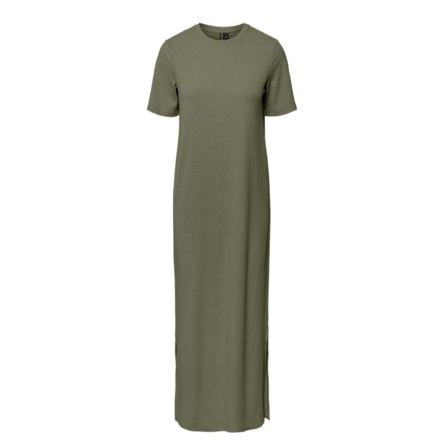 Kjoler & Nederdele New Year | Pckylie Ss O-Neck Ankle Dress Noos Deep Lichen Green