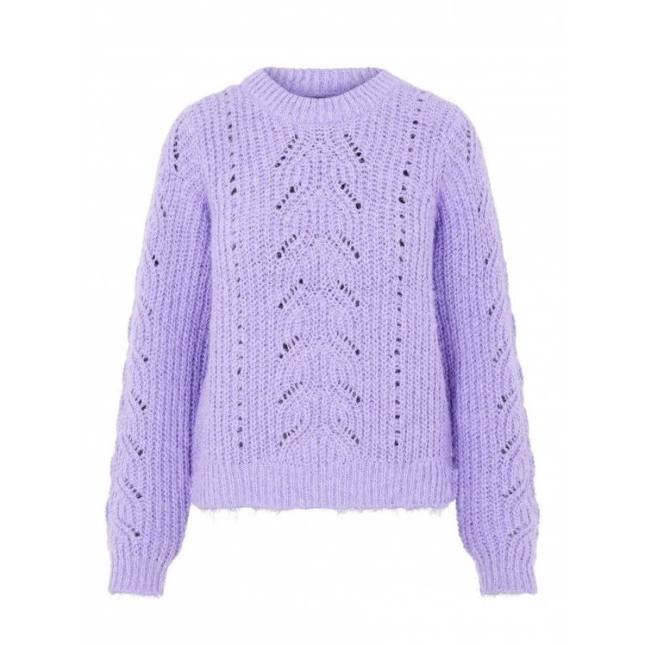 Overdele Pieces | Pckassandra Ls O-Neck Knit Fd Pb Sunlit Allium