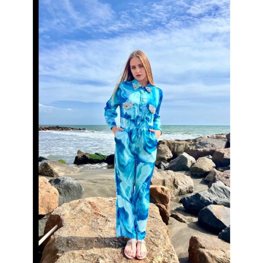 Overdele Deluxe Clothing | Sofie Jumpsuit Blue -W9089