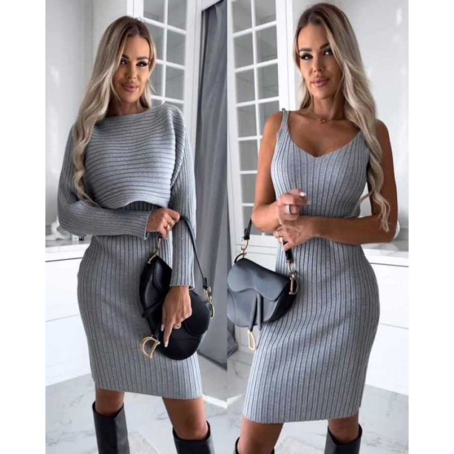 Overdele Deluxe Clothing | Liz 2-Pieces Grey -Gd235