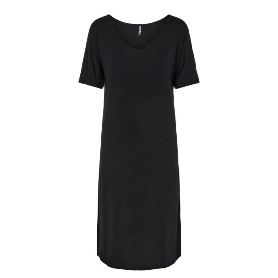 Kjoler & Nederdele Pieces | Pcneora Ss Fold Up Dress Sa Bc Black