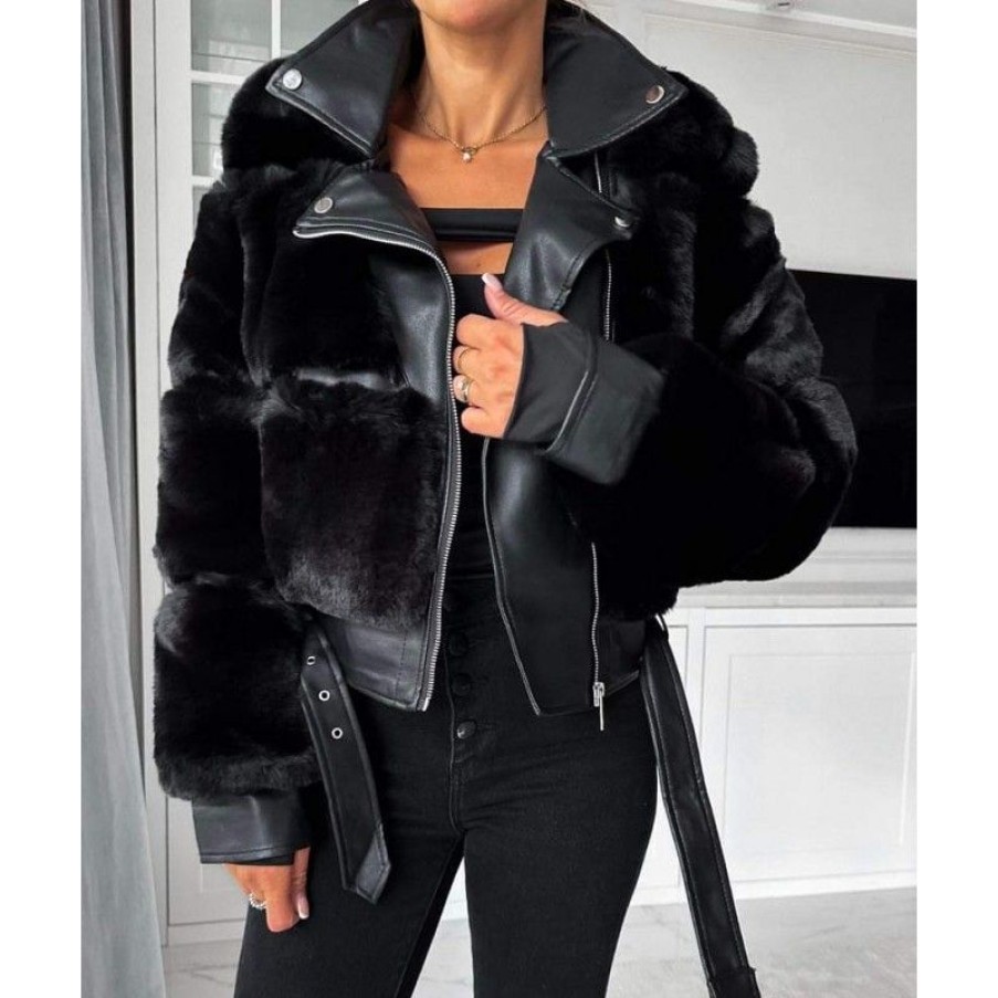 Jakker&Veste Deluxe Clothing | Ollivia Fur Jacket Black