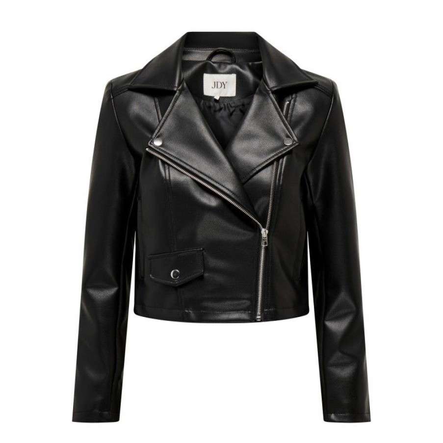 Jakker&Veste Deluxe Clothing | Jdyetta Faux Leather Jacket Otw Sie Black