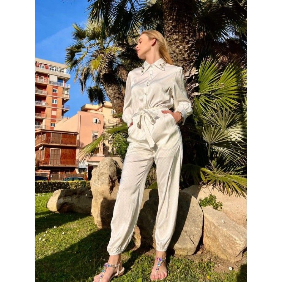 Overdele Deluxe Clothing | Zilma Jumpsuit Creme -W9092