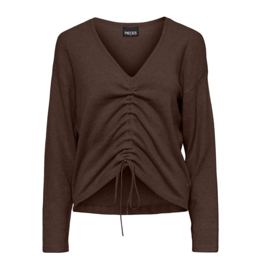 Overdele Pieces | Pcnandi Ls V-Neck Knit Chicory Coffee