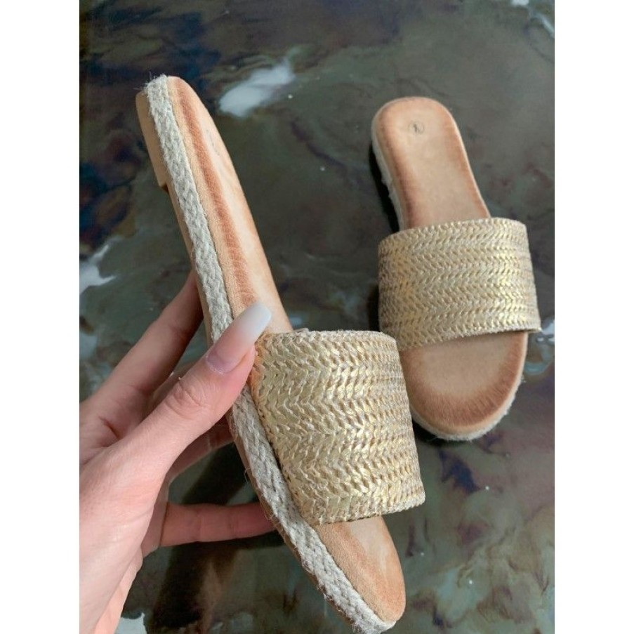 Sko Deluxe Clothing | Amna Slippers Gold Bl333