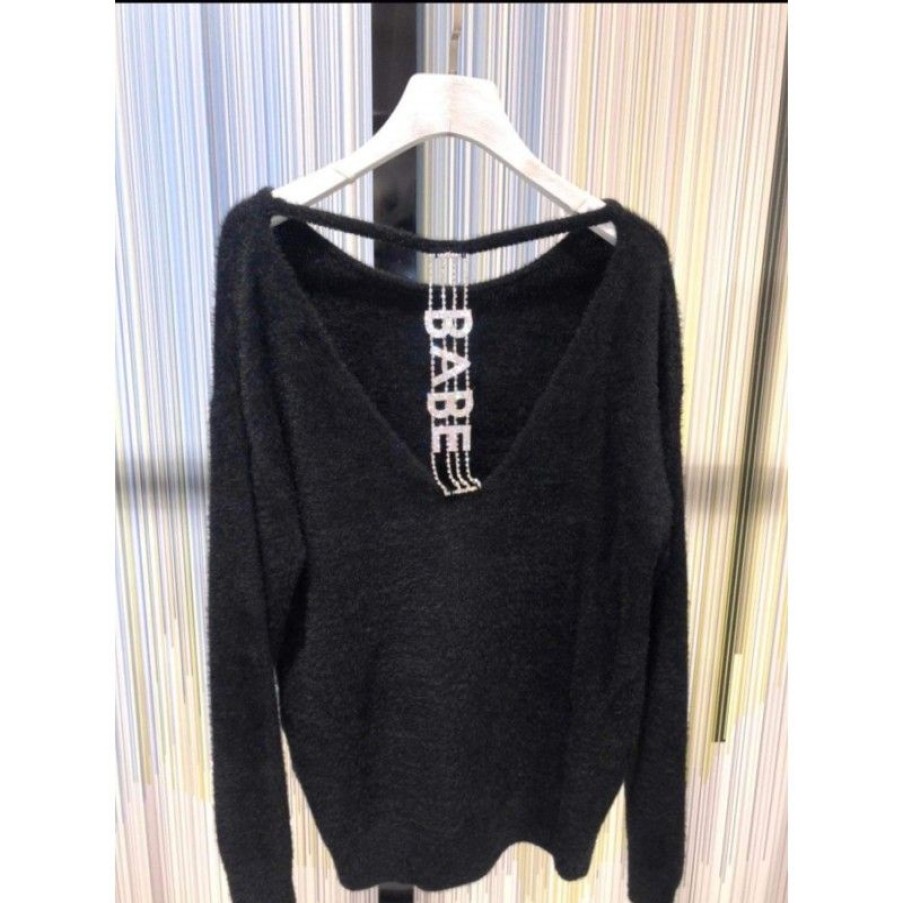 Overdele Deluxe Clothing | Babe Sweat Black Sc-142Tu