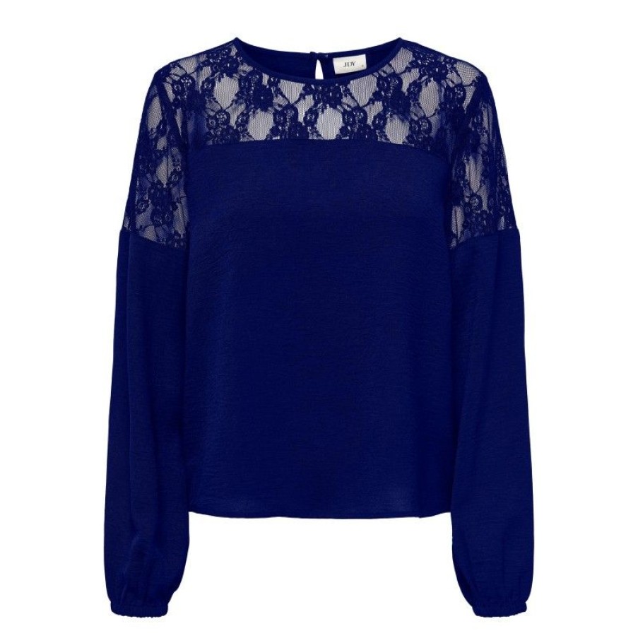 Overdele Deluxe Clothing | Jdylion L/S Lace Top Wvn Bellwether Blue