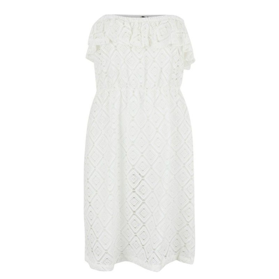 Kjoler & Nederdele Pieces | Pcvita Strapless Lace Dress Kac Bright White