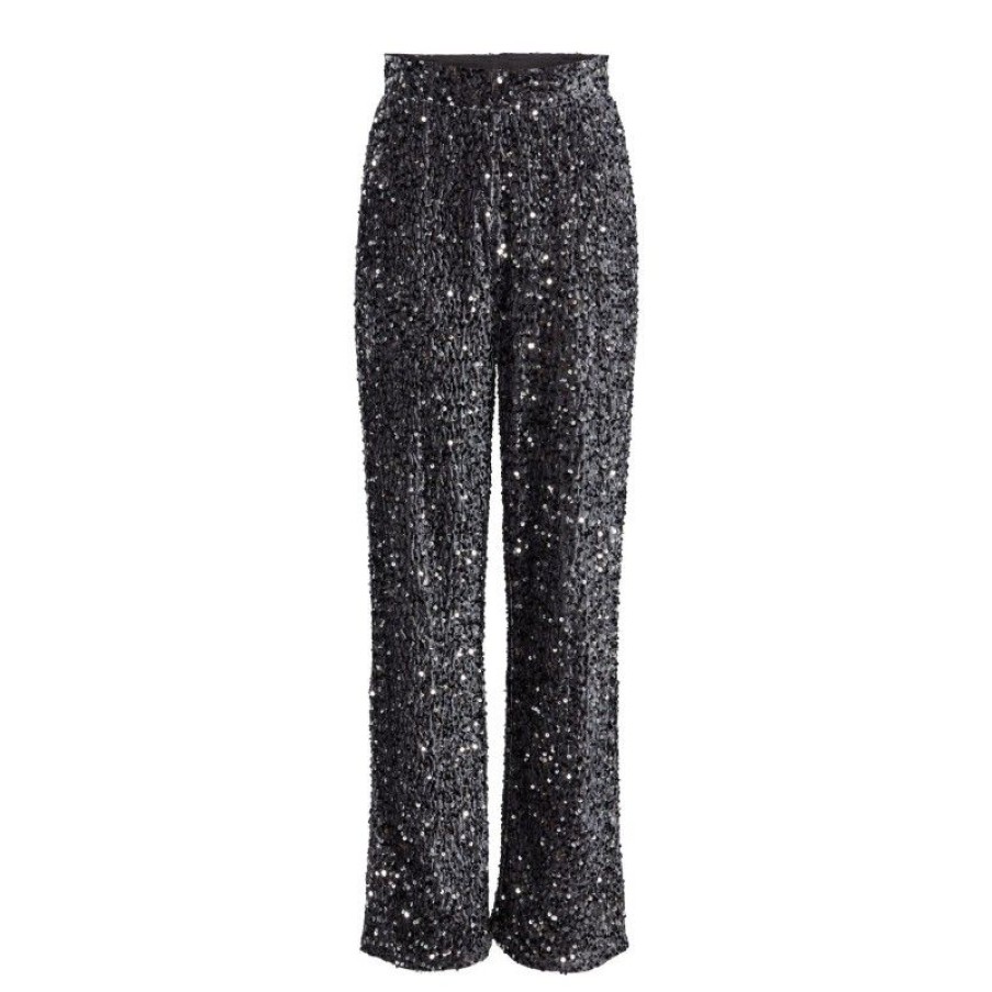 Underdele Deluxe Clothing | Pckam Hw Wide Pant Bc Magnet Black Silver Sequins