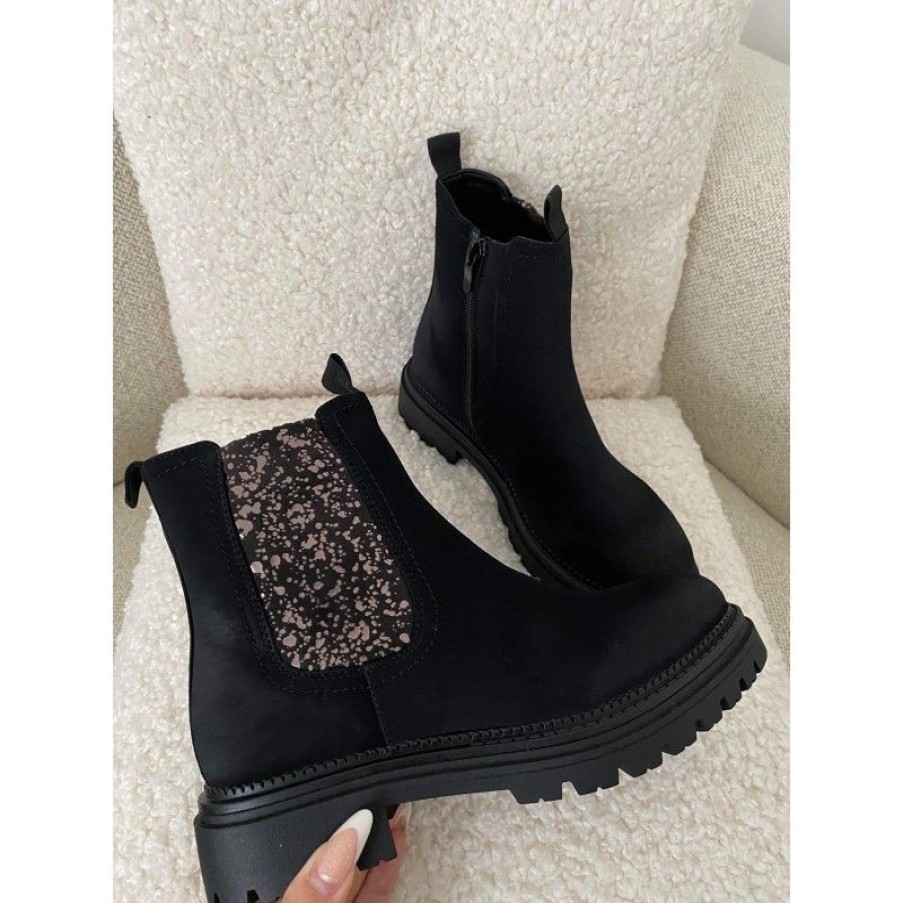 Sko Deluxe Clothing | Appie Glitter Boots Black