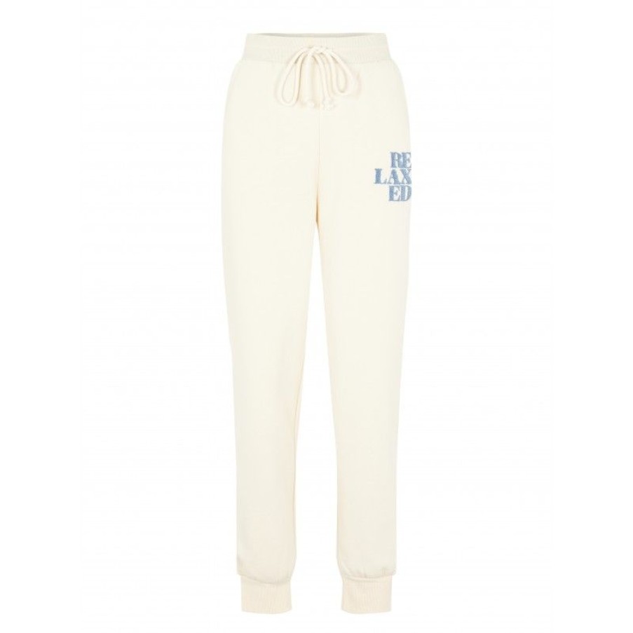 Underdele Pieces | Pckaya Emb Sweat Pant Lw Bc Buttercream