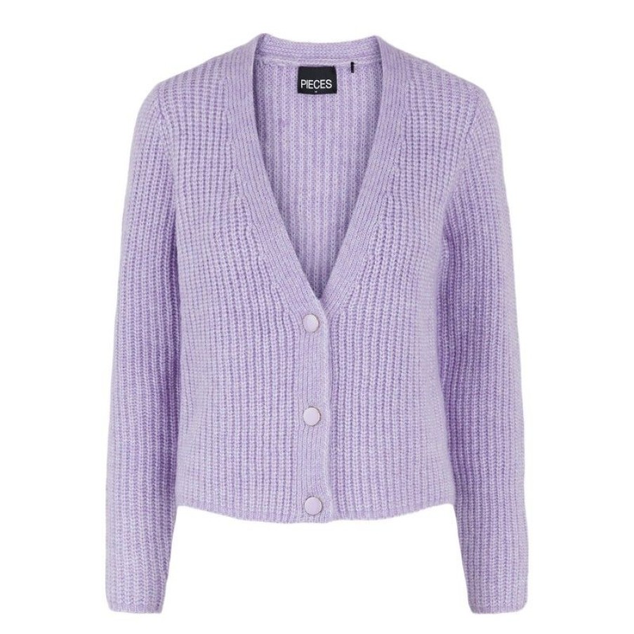 Overdele Pieces | Pccilla Ls Knit Cardigan Lavender