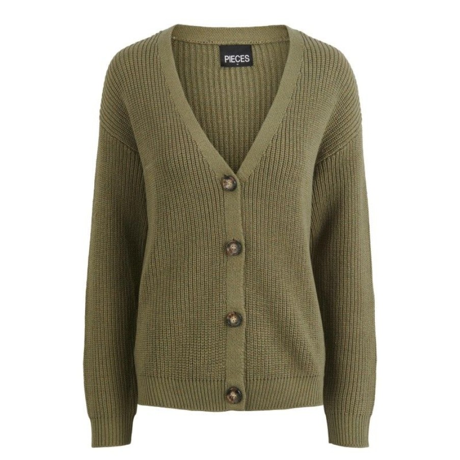 Overdele Pieces | Pckarie Ls Knit Cardigan Noos Bc Deep Lichen Green