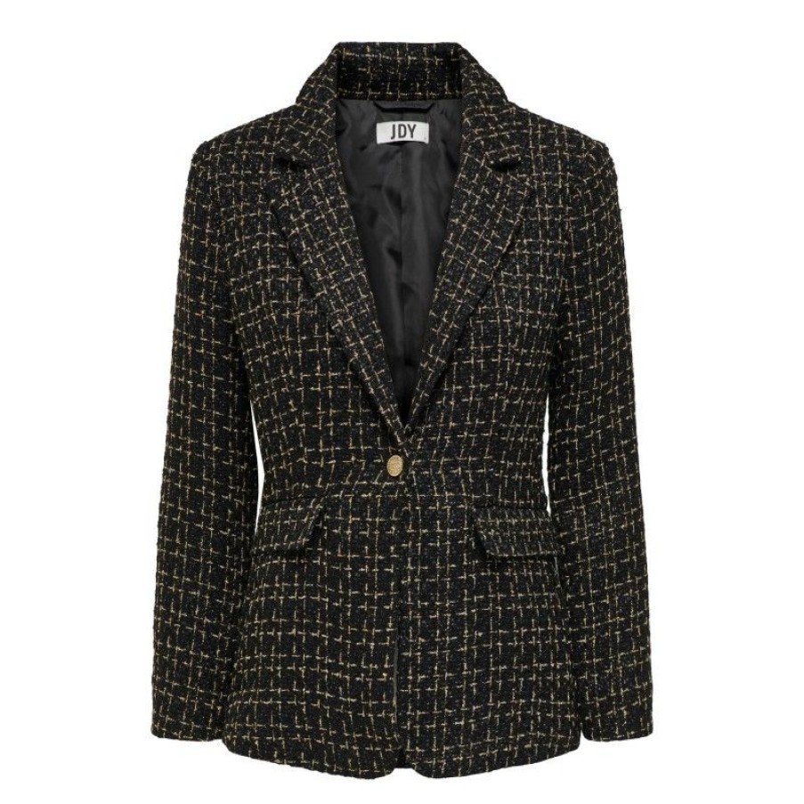 Jakker&Veste Deluxe Clothing | Jdynancy L/S Boucle Blazer Pnt Black Detail Gold Lurex