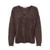 Overdele Deluxe Clothing | Jdyelanora L/S V-Neck Pullo. Knt Noos Brown Stone Melange