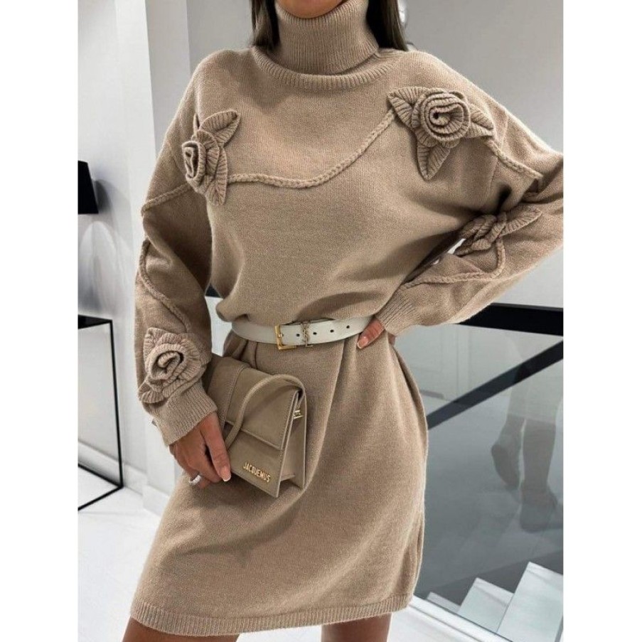 Overdele Deluxe Clothing | Klova Knit Dress Camel 2422