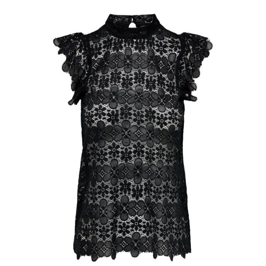 Overdele New Year | Jdyblond S/L Lace Top Jrs Noos Black