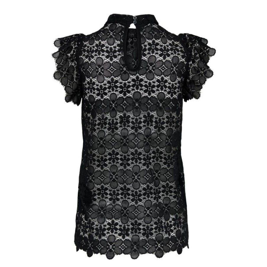 Overdele New Year | Jdyblond S/L Lace Top Jrs Noos Black