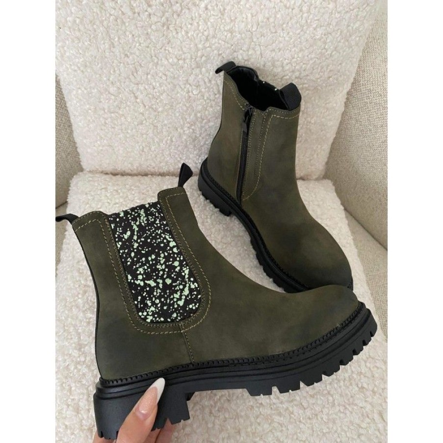 Sko Deluxe Clothing | Appie Glitter Boots Army