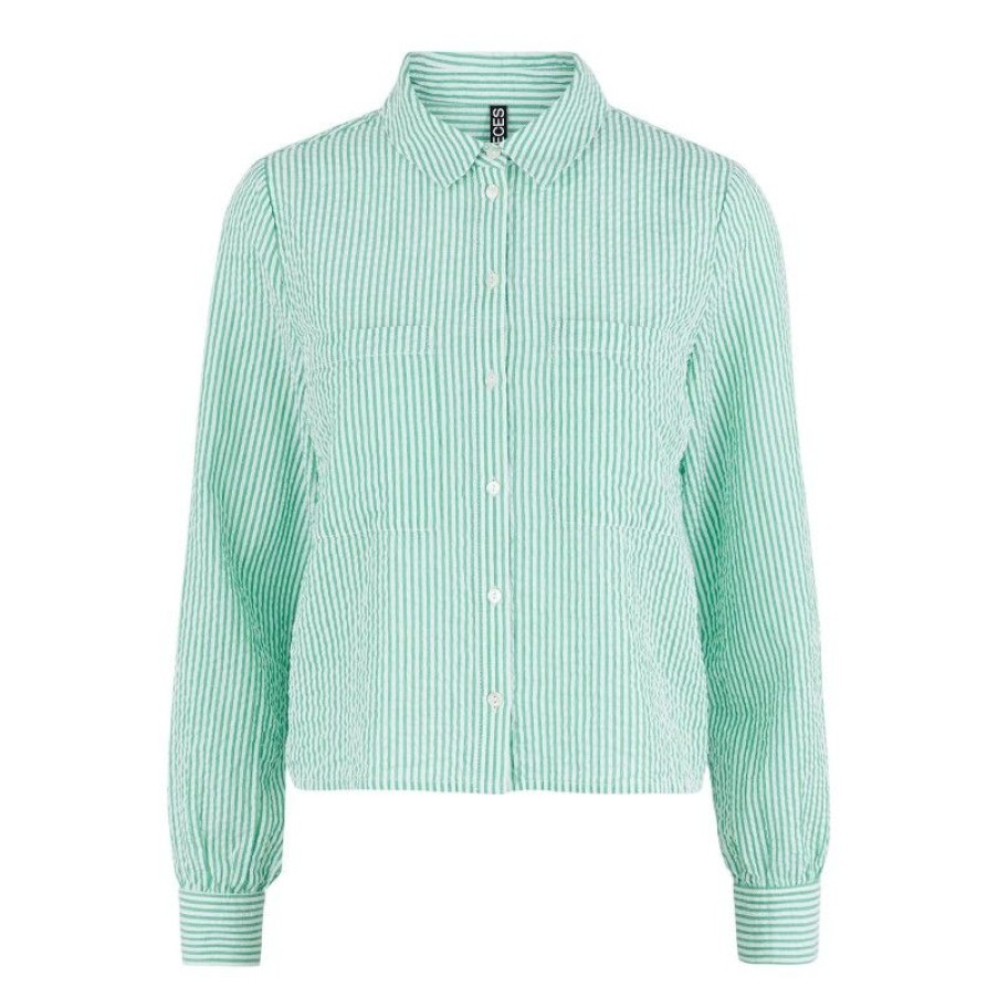 Overdele Pieces | Pcvosa Ls Short Shirt Bc Simply Green