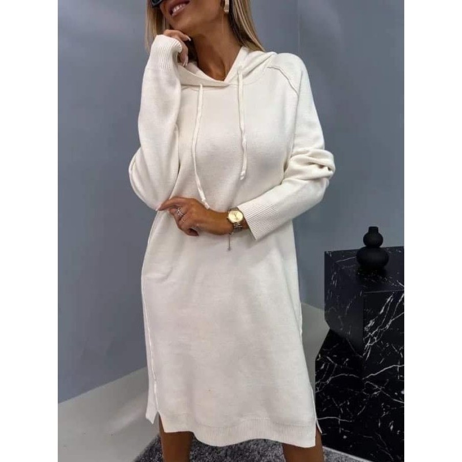 Overdele Deluxe Clothing | Emmie Knit Dress Creme -H836