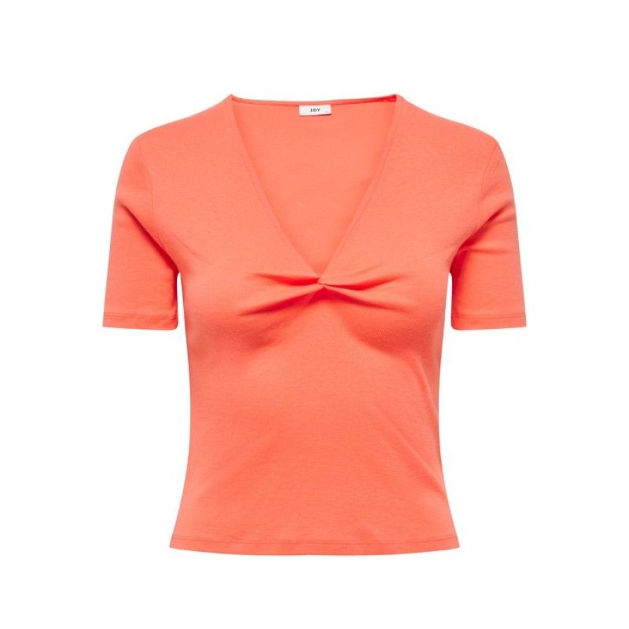 Overdele New Year | Jdypam S/S Knot Top Jrs Living Coral