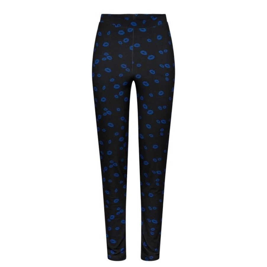 Underdele Deluxe Clothing | Pcsille Hw Leggings D2D De Black Aop Kiss