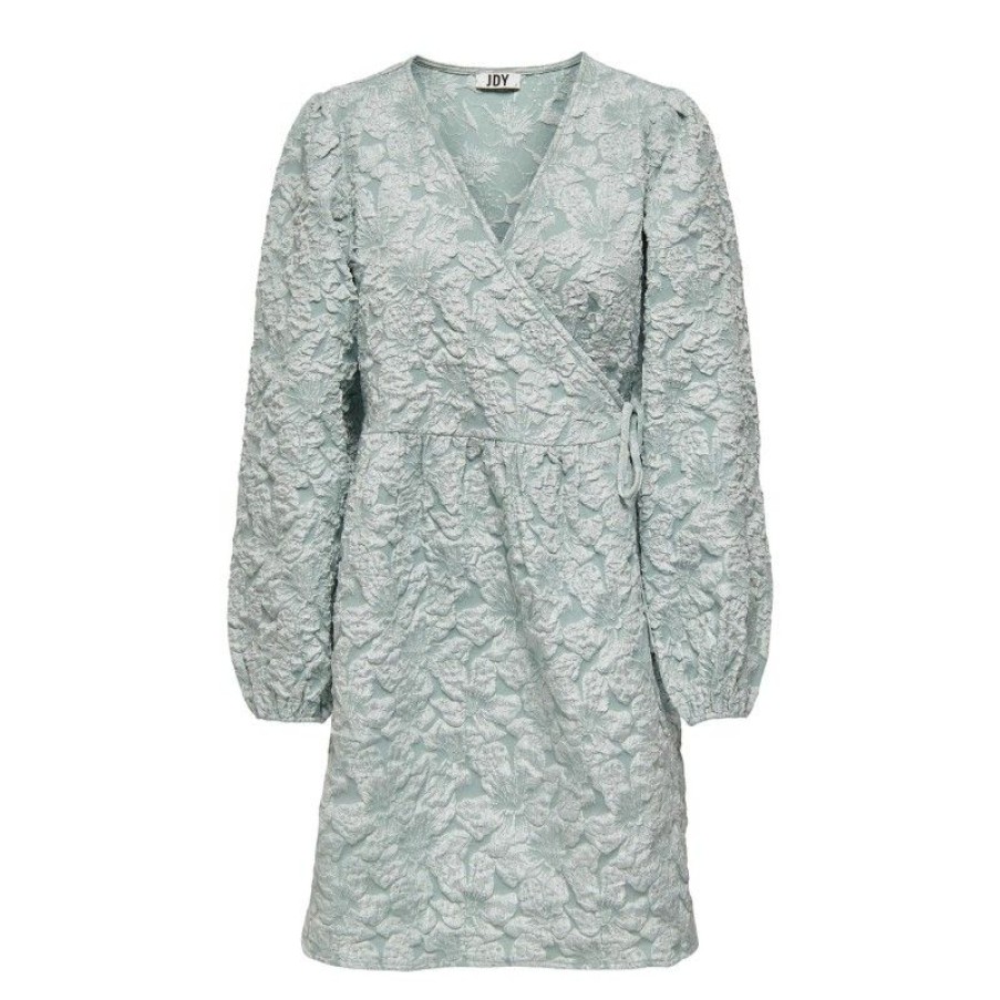 Kjoler & Nederdele JDY | Jdytalia L/S Jaquard Wrap Dress Wvn Gray Mist