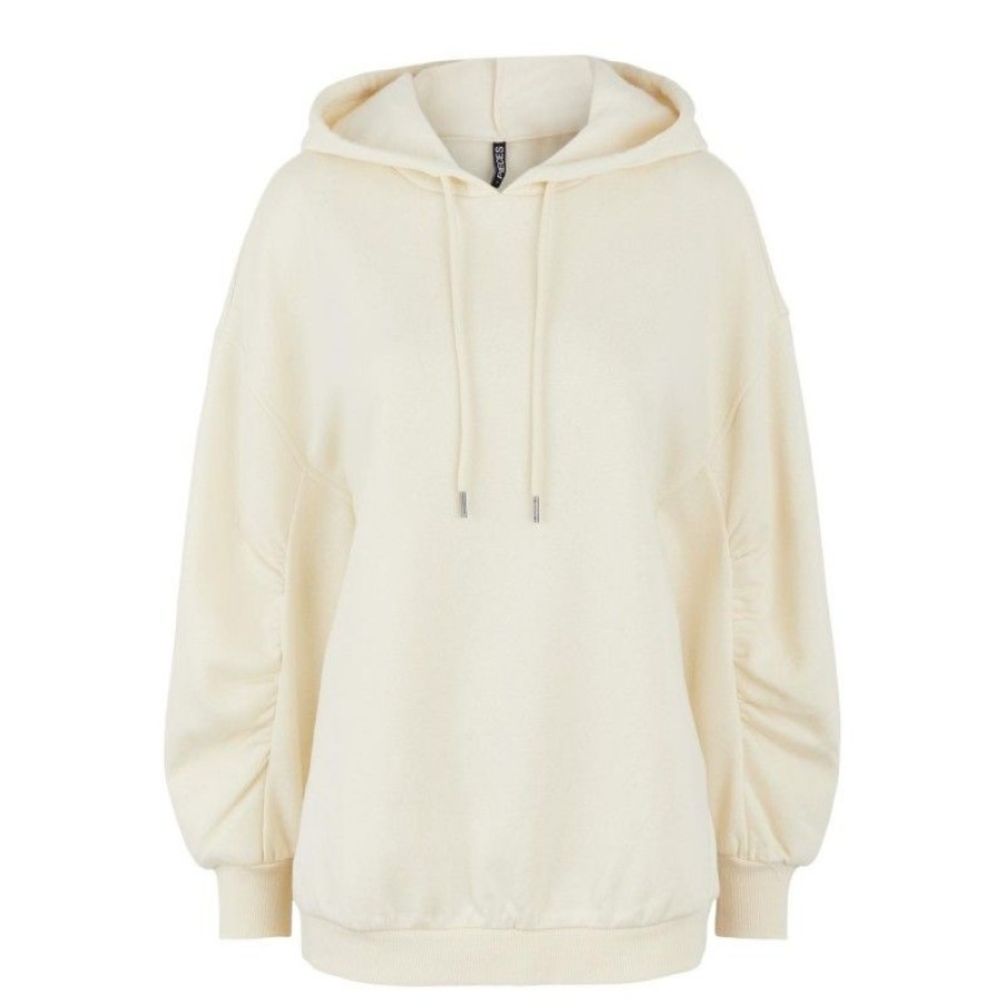 Overdele Pieces | Pcfranci Ls Long Sweat Bc White Pepper